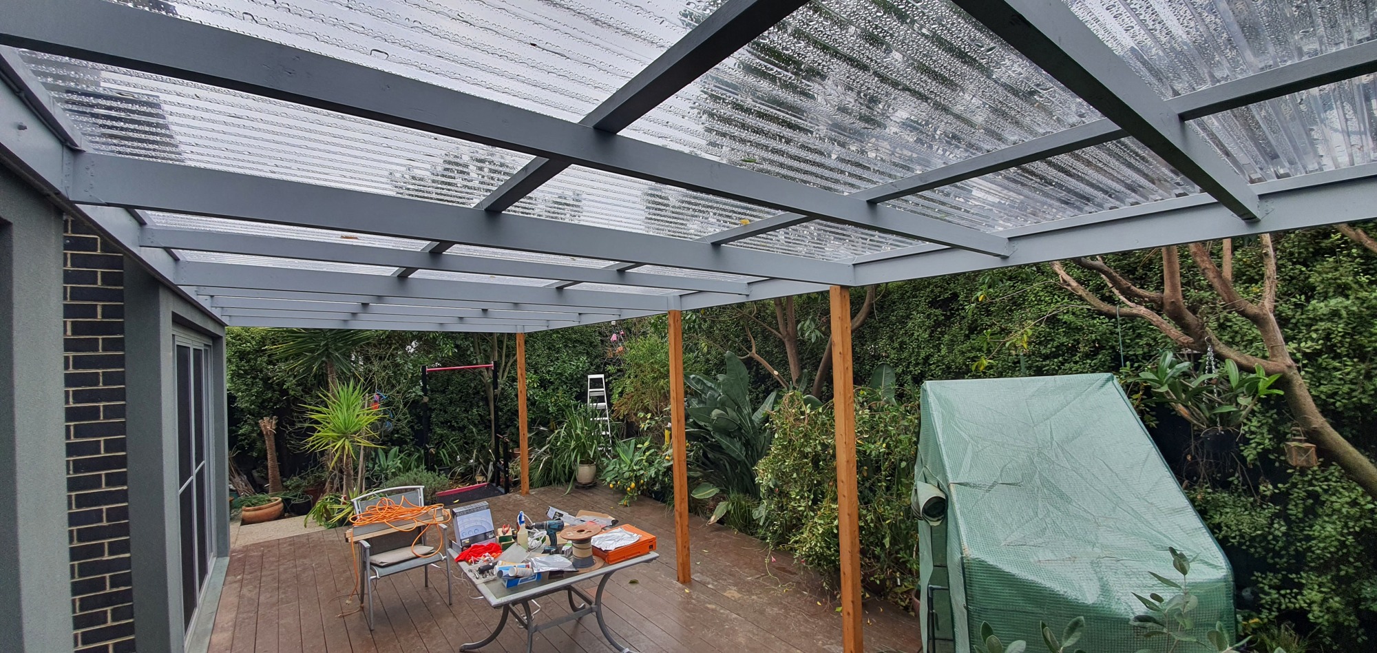 Pergola construction: Framing, roof sheeting & timber work